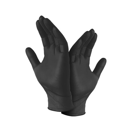 Aek Disposable Gloves, 6 mil Palm, Nitrile, Powder-Free, M, Black EN9446